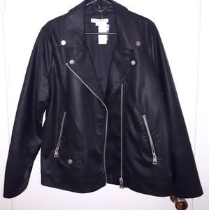 NWT 1X Faux leather motorcycle style jacket Addition Elle